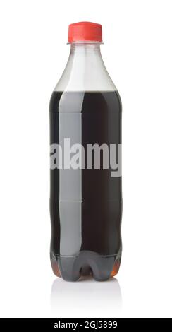 Front view of plastic cola bottle isolated on white Stock Photo