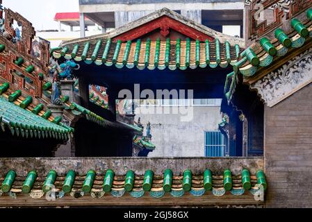 Colorful roofs of ancient Chinese Lingnan-style buildings Stock Photo