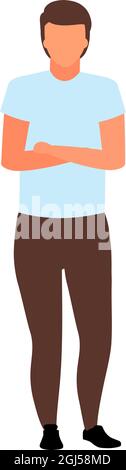 Man with crossed arms on chest semi flat color vector character Stock Vector