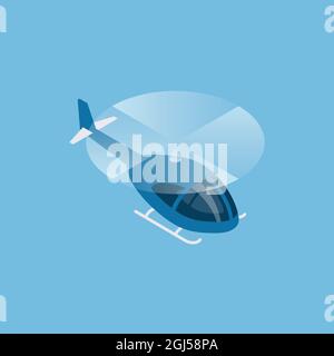 Flying helicopter isometric view. Vector illustration Stock Vector
