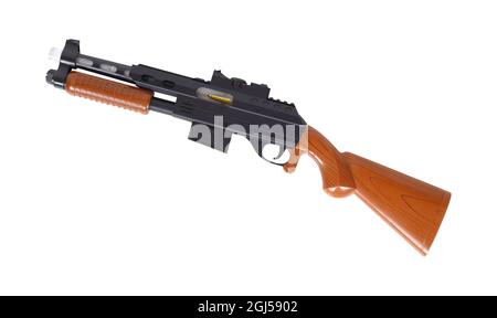 Toys - Side view Children assault rifle. Isolated white background Stock Photo