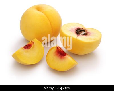 fresh yellow peach isolated on white background Stock Photo