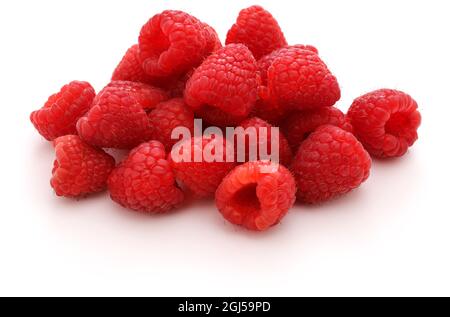 fresh raspberries isolated on white background Stock Photo