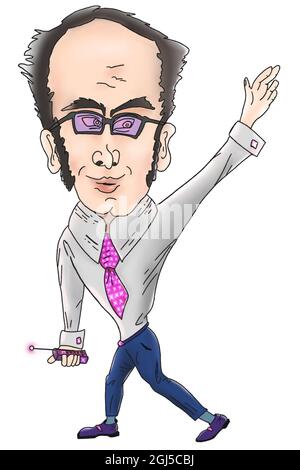 businessman in a white shirt, pink tie and glasses Stock Photo