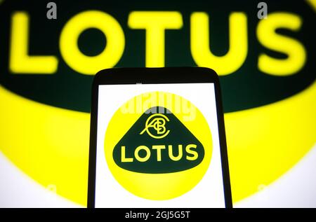 Ukraine. 08th Sep, 2021. In this photo illustration, Lotus Cars Limited logo of a British automotive company is seen on a smartphone and pc screen. Credit: SOPA Images Limited/Alamy Live News Stock Photo