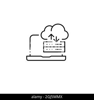 Cloud information storage server connected to your laptop. Pixel perfect, editable stroke icon Stock Vector