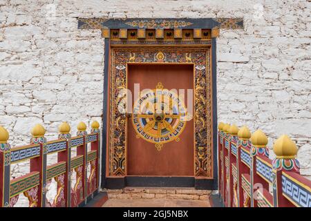 Bhutan, Paro. Ta Dzong, aka Taa Dzong, was a fortress and watchtower to guard the Rinpung Dzong. It was converted into the National Museum of Bhutan, Stock Photo