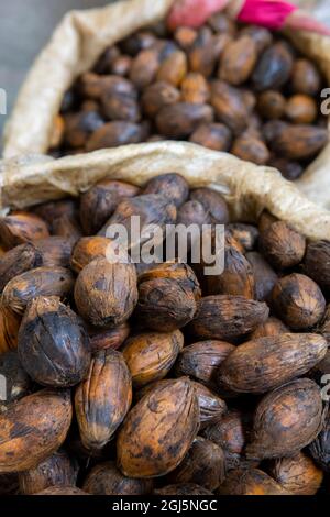 Bhutan, Thimphu. Local Farmer's Market. Betel nut (from Areca plant) commonly chewed or ingested, with a narcotic effect. Stock Photo