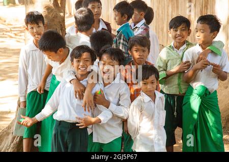 Local Burmese schoolchildren in Myanmar. Stock Photo