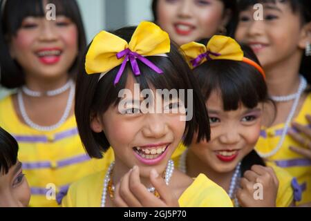 Young girls at school in Mandalay, Myanmar. Stock Photo