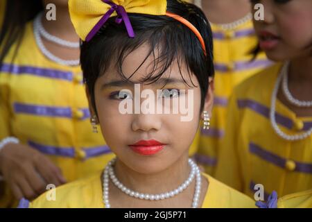 Young girls at school in Mandalay, Myanmar. Stock Photo