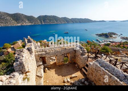 View from the fortress in Kalekoy, Kekova, Antalya, Turkey. Stock Photo