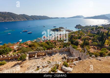 View from the fortress in Kalekoy, Kekova, Antalya, Turkey. Stock Photo