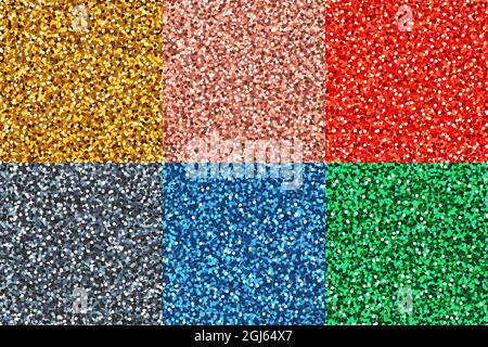 Glitter seamless pattern set, Shiny seamless colorful backgrounds with shimmer texture. Holiday vector abstract background. Vector illustration Stock Vector