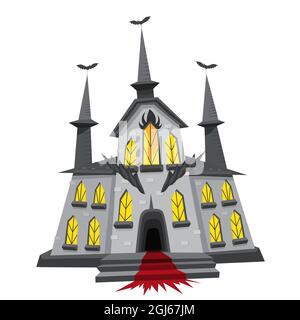 Halloween creepy castle. Vector illustration in cartoon style isolated on white background Stock Vector