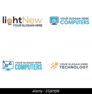 Technology computer light repair service logo design Stock Vector