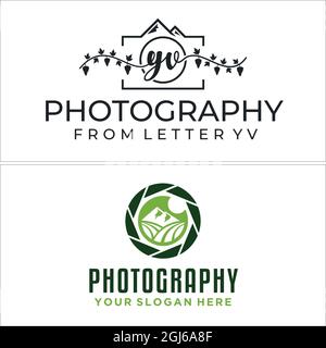 Photography agriculture shutter camera mountain logo design Stock Vector