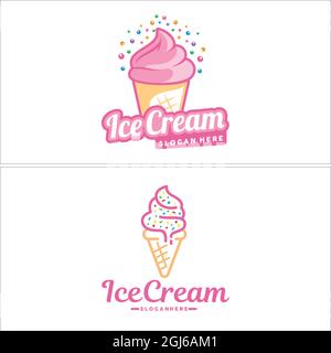 Dessert ice cream colorful icon logo design Stock Vector