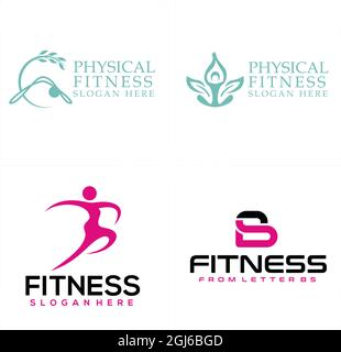 Physical fitness healthy people logo design Stock Vector