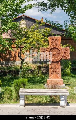 Armenia, Yerevan, Nork-Marash district. Monument on the grounds of the Surb Astvatsatsin Church. Stock Photo