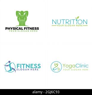 Physical fitness leaf nutrition yoga logo design Stock Vector