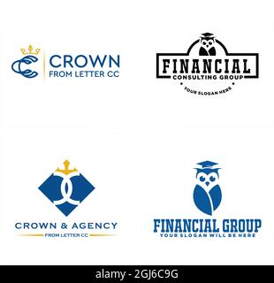 Financial education agency owl logo design Stock Vector