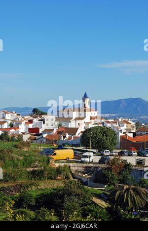 Incarnation Church (built in 1505) and townhouses, Yunquera, Spain. Stock Photo