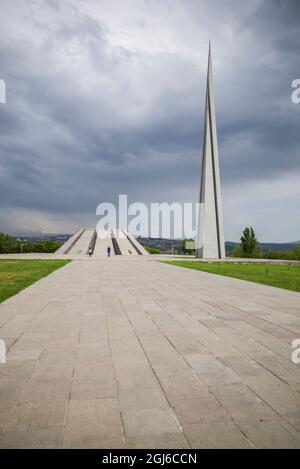 Armenia, Yerevan. Armenian Genocide Memorial, monument to the massacre of Armenians of the Ottoman Empire, 1915-1922. Stock Photo