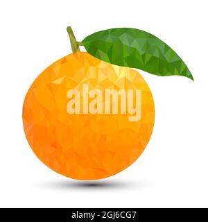 Fresh fruit orange. Low poly fruit vector illustration isolated on white background. Stock Vector