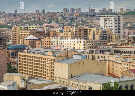 Armenia, Yerevan. City skyline towards The Cascade. Stock Photo