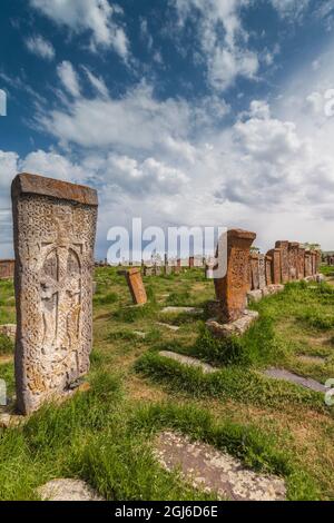 Armenia, Noratus. Town cemetery, ancient Khachkar monuments. Stock Photo