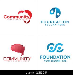 Community foundation brain people logo design Stock Vector