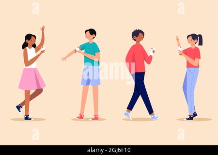 People taking photos with smartphone illustrated Vector illustration. Stock Vector