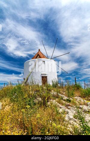 Windmill in a rural landscape of Andalusia, Spain Stock Photo