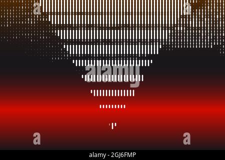Set of white strips forming a central triangular element. Red gradient background. Stock Vector