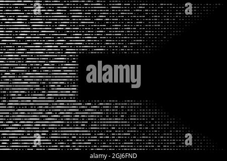 White design on black background. Horizontal line pattern. Modern halftone style. Stock Vector