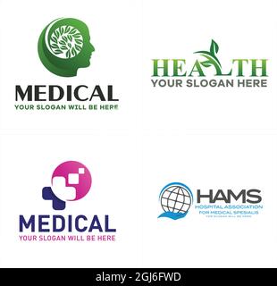 Medical healthcare therapy nature leaf head logo design Stock Vector