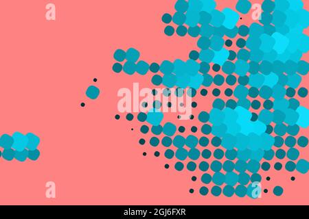 Blue mosaic design on pink background. Copy space for text. Vector illustration Stock Vector