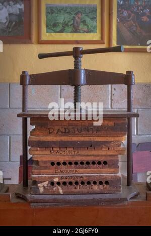 antique tobacco press Old wooden cigar La Corona factory, Havana, Cuba Stock Photo Our Vintage Tobacco Machine Press.