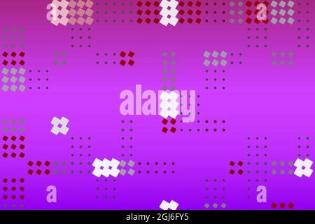 Mosaic style square shapes on pink background. Illustration of simple and light geometries. Stock Vector