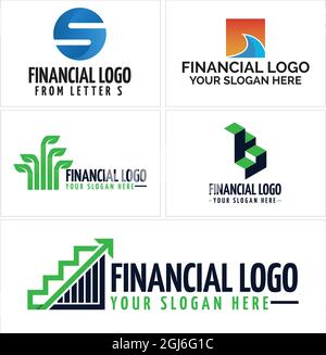 Financial chart leaf arrow green growth logo design Stock Vector