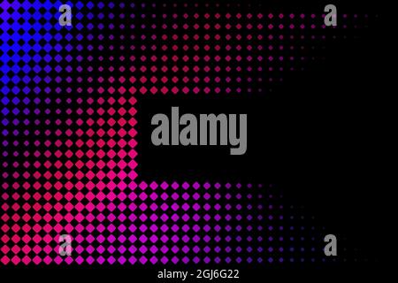 Colorful illustration in gradient on black background. Diamond geometry dots style. Stock Vector