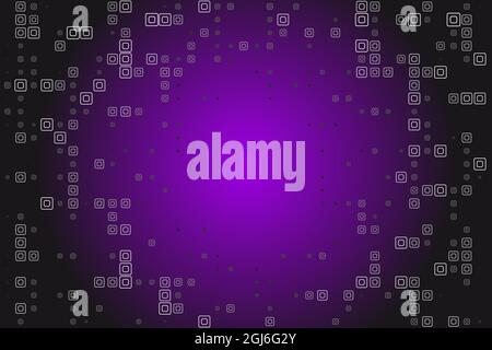 Design with square shapes that form a central focus. Purple radial gradient background. Stock Vector