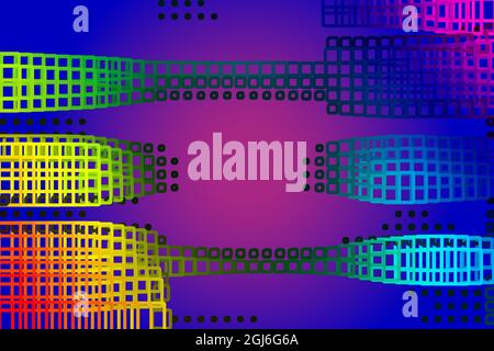 Architectural style design. Light shapes in gradient colors on a radial gradient background. Stock Vector