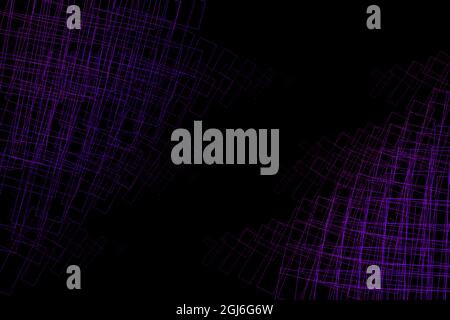 Dark background illustration with purple line geometries. Diagonal copy space design. Stock Vector