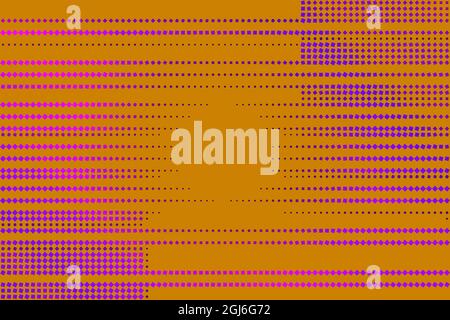 Illustration with simple purple geometric elements. Orange background with a radial gradient. Stock Vector