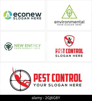 Environmental leaf recycle pest control logo design  Stock Vector