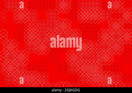 Line sketch on red background. Abstract illustration of light geometries. Stock Vector