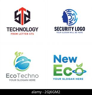 Technology global tech nature eco logo design  Stock Vector