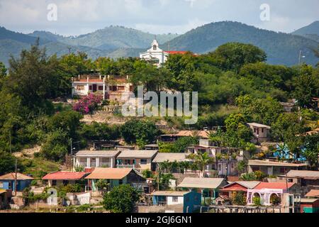 Homes built on the shores of Jacqua Bay which located outside of Cienfuegos, Cuba. (Editorial Use Only) Stock Photo